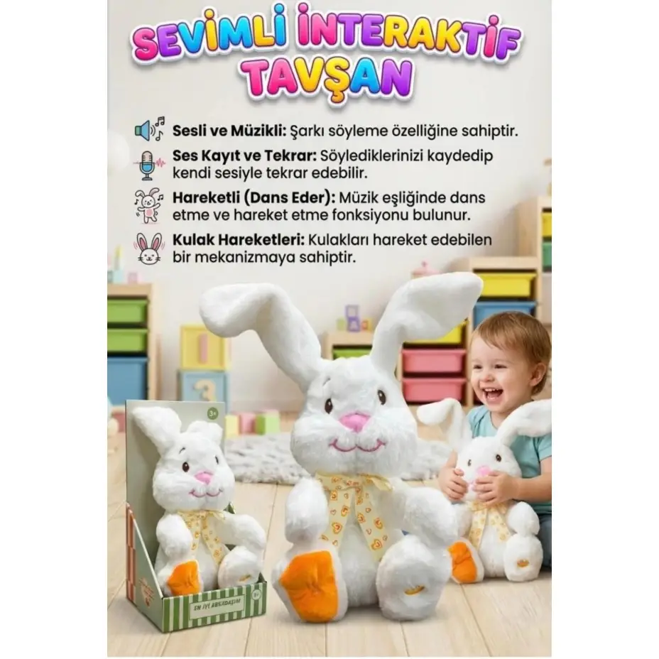 HLY.28 CM MUZIKLI HAREKETLI TAVSAN 50129
